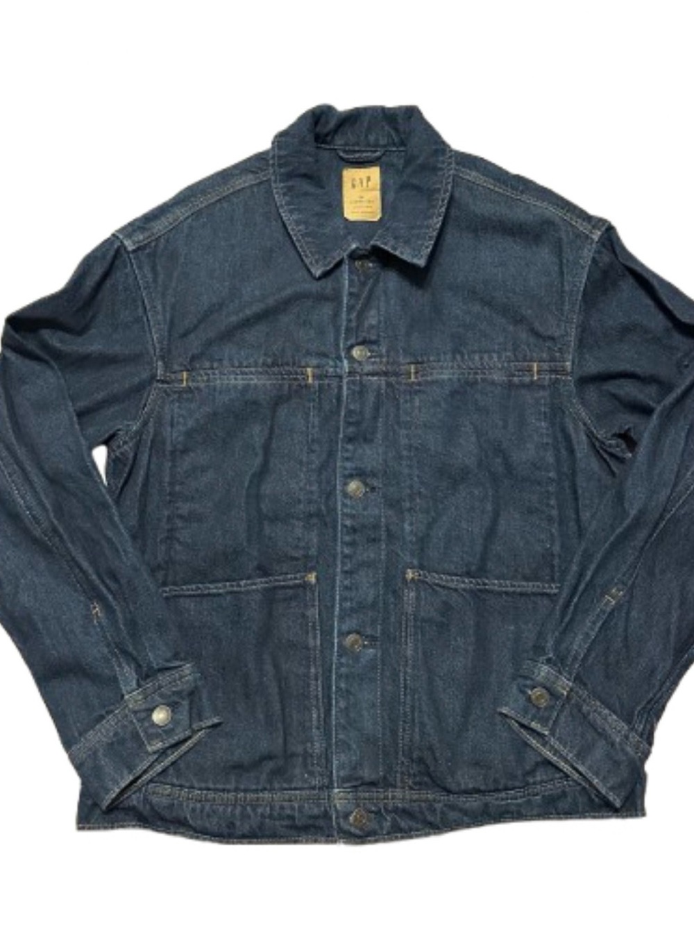 GAP Boxy Icon Denim Men’s Jacket Oversized UltraSoft Sz Med Utility Barn Chore